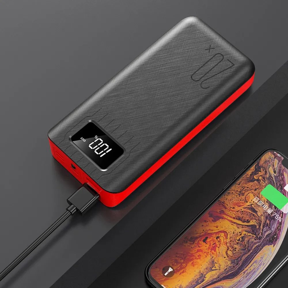 Batterie Externe 20 000 mAh avec Double Port USB et Lampe Torche LED – Power Bank Portable Haute Capacité