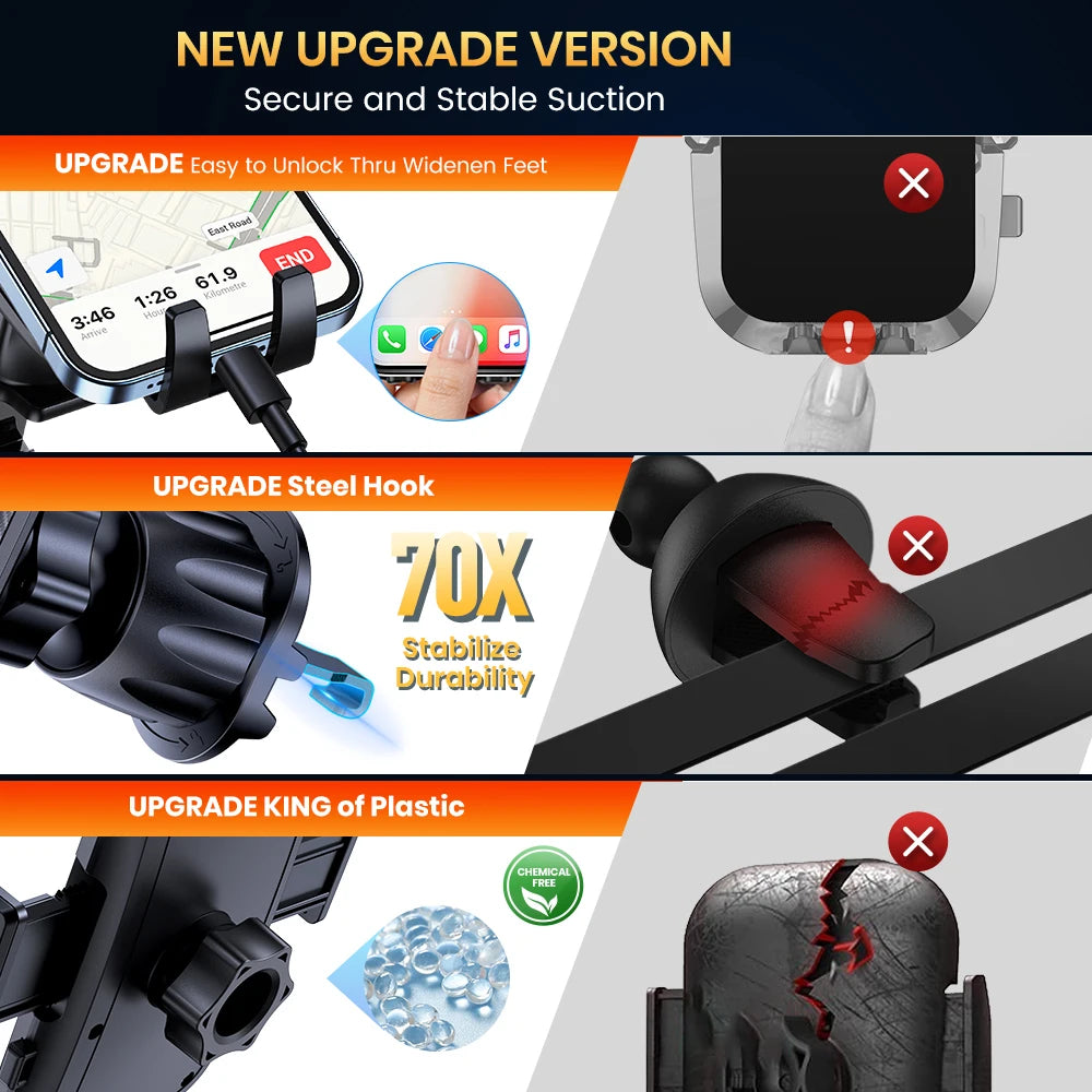 Car Phone Holder Air Vent Car Mount [Big Phone & Thick Cases] Hands Free Cell Phone Automobile Clamp Cradles for All Phones