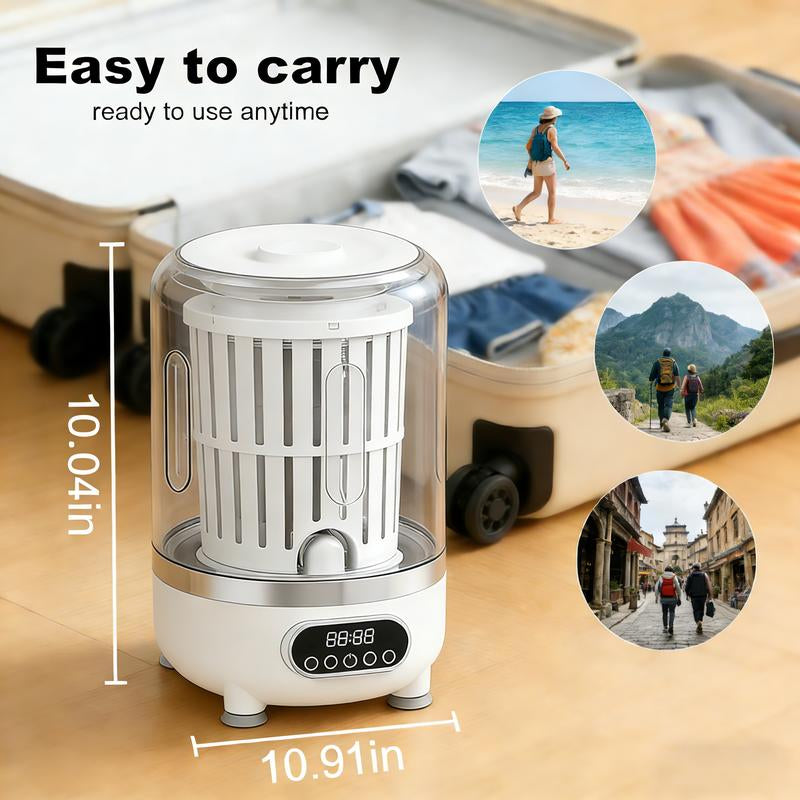 Convenient Large Capacity Mini Portable Washing Machine, Multi-Mode Washer for Underwear/Socks/Delicates, Wireless Rechargeable, Multiple Washing Cycles, No Plug-In Needed, Perfect for Apartments/Hotels/Travel