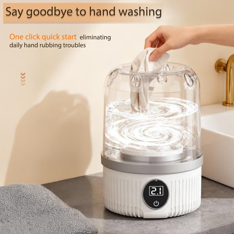 Convenient Large Capacity Mini Portable Washing Machine, Multi-Mode Washer for Underwear/Socks/Delicates, Wireless Rechargeable, Multiple Washing Cycles, No Plug-In Needed, Perfect for Apartments/Hotels/Travel