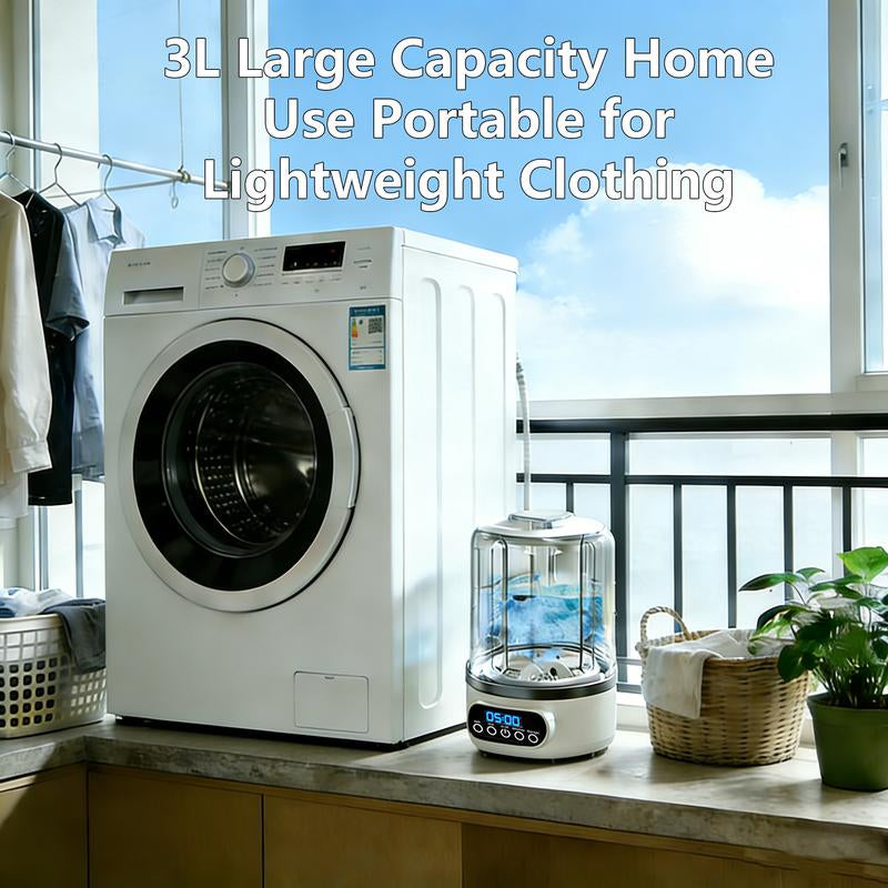 Convenient Large Capacity Mini Portable Washing Machine, Multi-Mode Washer for Underwear/Socks/Delicates, Wireless Rechargeable, Multiple Washing Cycles, No Plug-In Needed, Perfect for Apartments/Hotels/Travel