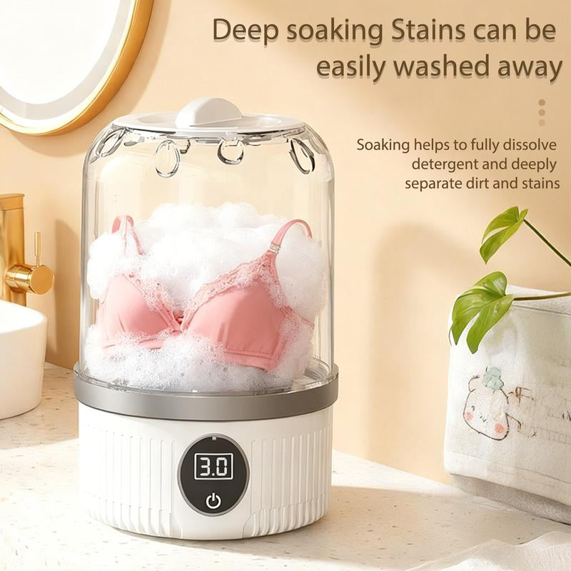 Convenient Large Capacity Mini Portable Washing Machine, Multi-Mode Washer for Underwear/Socks/Delicates, Wireless Rechargeable, Multiple Washing Cycles, No Plug-In Needed, Perfect for Apartments/Hotels/Travel
