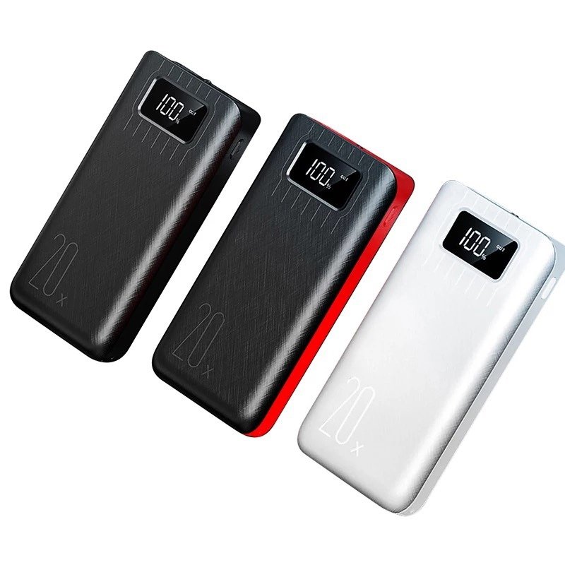 Batterie Externe 20 000 mAh avec Double Port USB et Lampe Torche LED – Power Bank Portable Haute Capacité